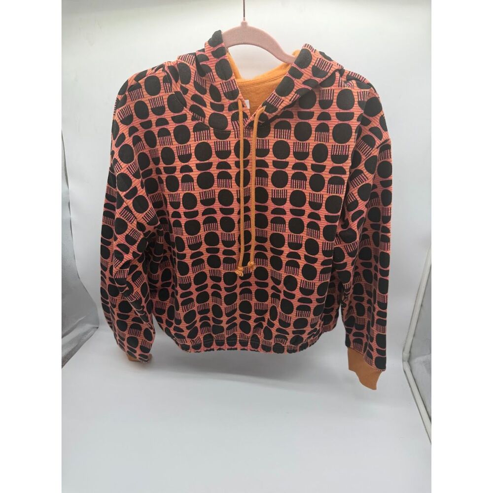 Target Women's Size Medium Black and Orange Patterned Hoodie Pullover - Picture 1 of 7